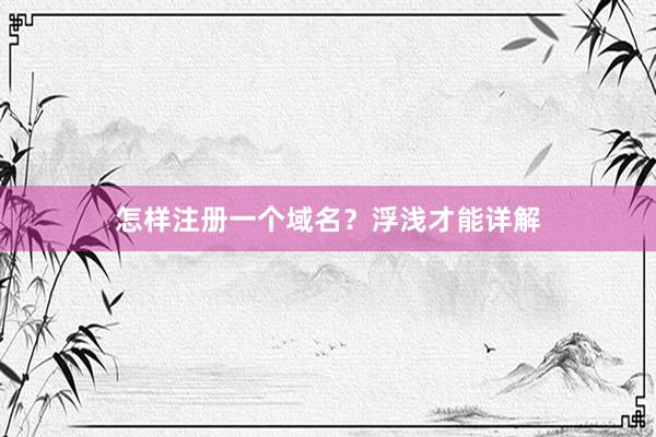 怎样注册一个域名？浮浅才能详解